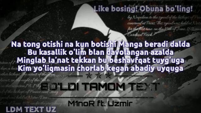 M1noR Fr. UZmir - BO'LDI TAMOM TEXT
