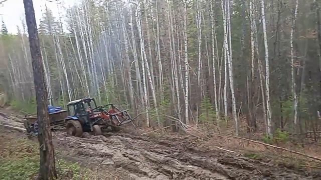 Доставка гумпомощи в село 1-Нерюктяйинск через лес во время паводка. #вода #трактор #66 #Якутия смотреть онлайн