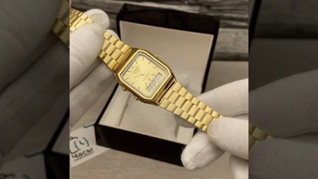 Стильные золотые часы CASIO смотреть онлайн