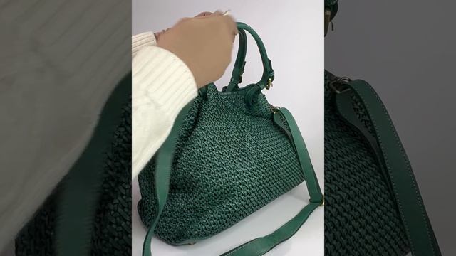 Женская большая плетеная кожаная итальянская сумка шоппер насыщенно зеленого цвета vera pelle origi смотреть онлайн