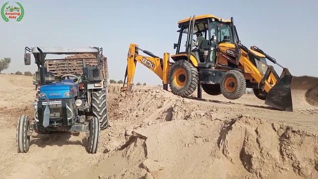 Powertarck EURO 50 pulling heavy weight trolley from sand | Powetrack Tractor stunt | Tractor video смотреть онлайн