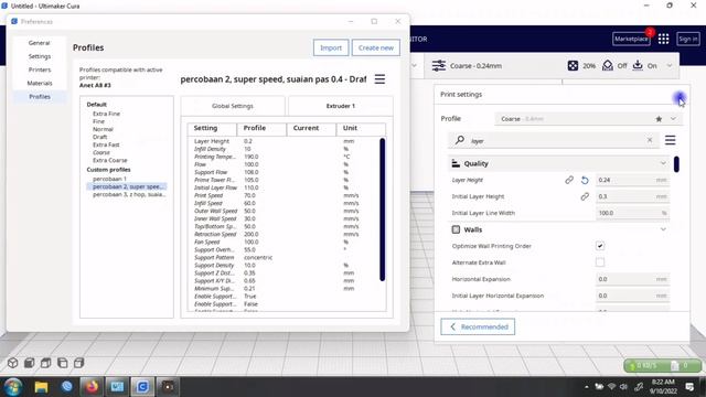 Setting Cura Slicer Anet A8 V2 || Ultimaker Cura