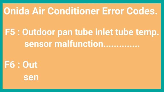 ONIDA AIR CONDITIONER ERROR CODES || ERROR CODES F1 TO F9 AND FA TO FD || смотреть онлайн