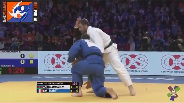 European Judo Championships Warsaw 2017 Final -100kg MAMMADOV Elkhan (AZE) vs. MARET Cyrille (FRA) смотреть онлайн