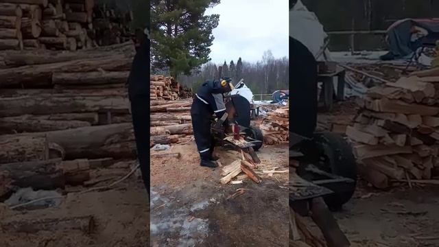 Привет от Виталика: распил брёвен на дрова. смотреть онлайн