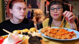 Мукбанг | Запечённые роллы, Онигири,Рис с курицей, Панна котик | Обжор Асмр