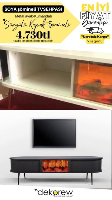 soya sömineli tv sehpası boyalı beyaz antasit mdf, fzk2212, tv ünitesi смотреть онлайн
