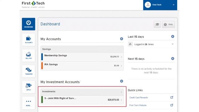 First Tech Credit Union Online Banking - Viewing Investment Accounts смотреть онлайн