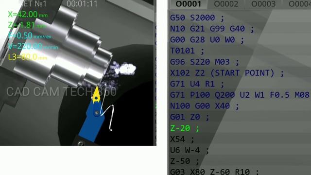 CNC turning programme with simulation || G71 G70 cycle || Fanuc programme смотреть онлайн