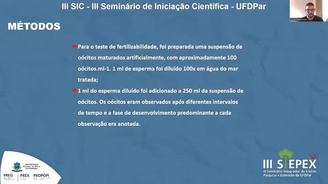 IIISIEPEX-Fertilizabilidade de oócitos de Holothuria grisea maturados artificialmente em laboratóri смотреть онлайн