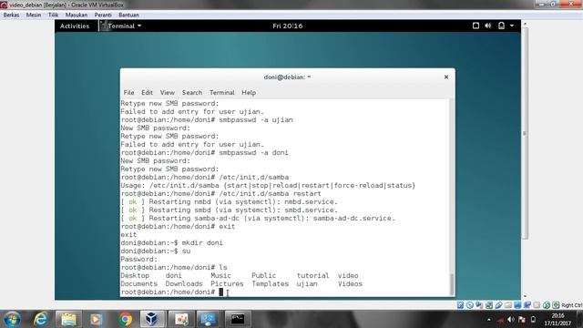 cara mengkonfigurasi samba server di debian 8.5 | doni okiyansyah sopyan смотреть онлайн