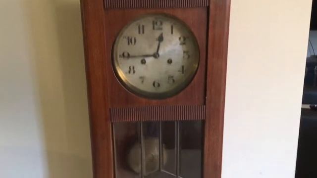 Antique Working Gustav Becker Wall Regulator Clock Vintage Wood Beveled Glass смотреть онлайн