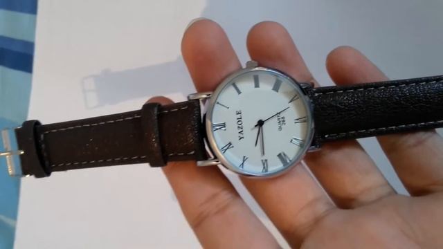 YAZOLE 268 Blue Light Analog Quartz Watch with Leather Band for Men - BROWN WHITE смотреть онлайн