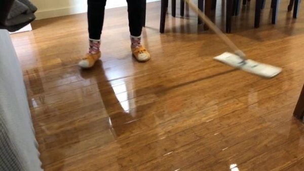 ASMR cleaning wood floors with microfiber cloth pad (no talking)