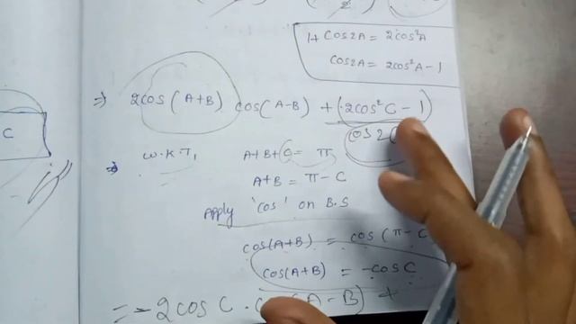 Prove that Cos2A+Cos2B+Cos2C=-4.CosA.CosB.CosC-1 || #trigonometryUptoTransformations in Telugu || смотреть онлайн