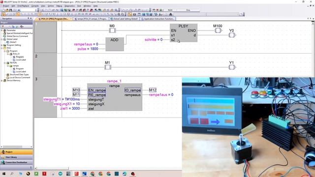 GX Works 2, Stepper Motor FBD, Drehzahl Position Richtung Rampe mit Coolmay SPS und HMI steuern смотреть онлайн