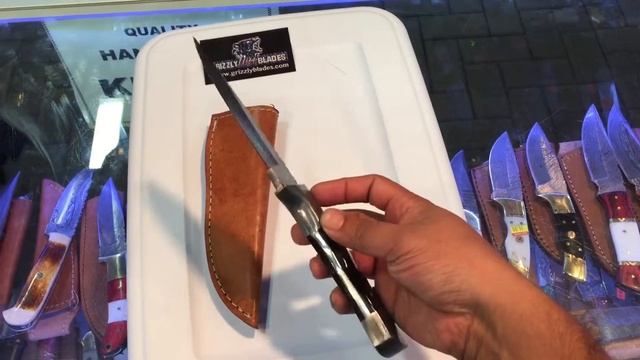 DAMASCUS STEEL CUSTOM HAND MADE SKINNER HUNTING KNIFE 10" (Grizzly Blades) смотреть онлайн