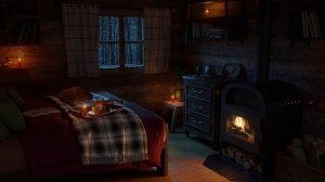 Засыпайте в уютной атмосфере зимней избы со звуками камина и метелью