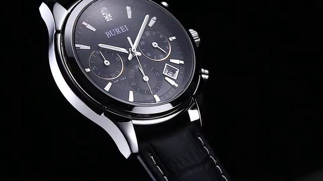 burei men watch under $60: 17005 series sports watches with black leather band and Date Calendar смотреть онлайн