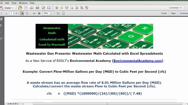Calculate/Convert Flow from MGD to cfs смотреть онлайн