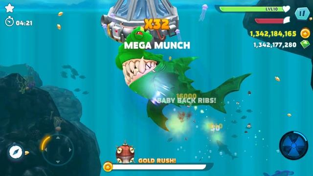 Hungry Shark Evolution - Giant Monster Darkhammer Green Skin Mod - All 25 Sharks Unlocked Gameplay смотреть онлайн