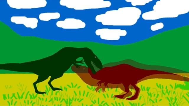 Dinosaurs Cartoons Battles. Carcharodontosaurus Vs Giganotosaurus.