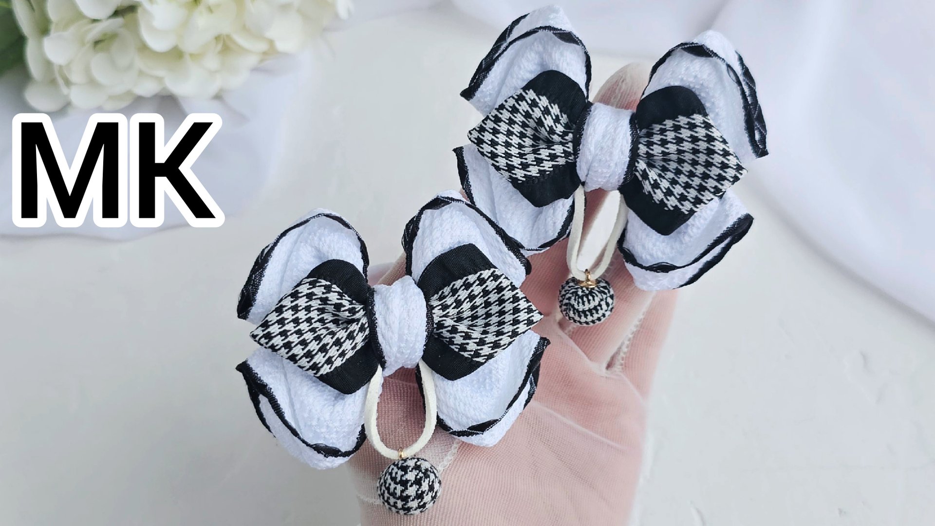 МК школьные бантики, МК Белый бант, МК пышный бант, Бантики своими руками, Бантики на резинке