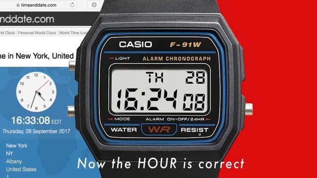 Casio F91W How to set time (quick 60 seconds tutorial in 4k) смотреть онлайн