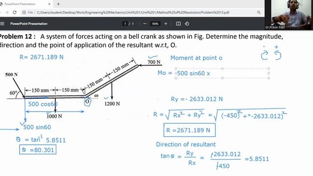 Problem 15- Coplanar Non concurrent force system/Varignon's theorem/ resolution of forces смотреть онлайн