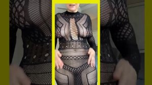 Curious Carly's 4K Transparent Black Lace Dress Try-On