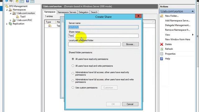 Create Namespace in window server 2008 смотреть онлайн