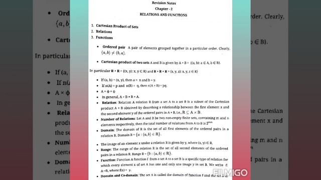 Relation and Function Ch 2 class 11 Notes , Definition , Formula . смотреть онлайн