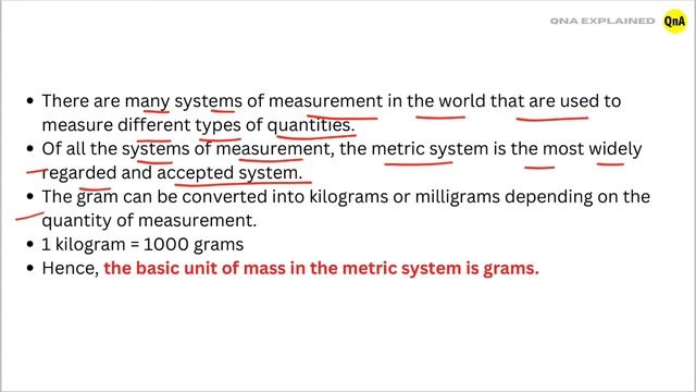 What is the basic unit of mass in the metric system ? || QnA Explained смотреть онлайн