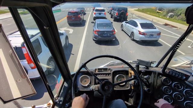 Detroit Diesel 8v71 318 POV Driving Shifting 1973 GMC Astro Cabover Semi 10Speed Towing Tiny Traile