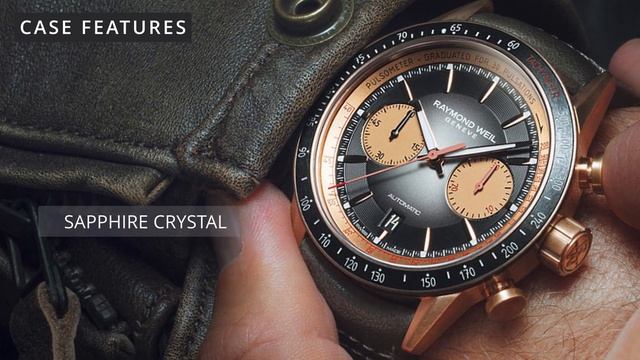 RAYMOND WEIL Freelancer Men's Automatic Chronograph Bi-compax Bronze Leather Watch Specs & Features смотреть онлайн