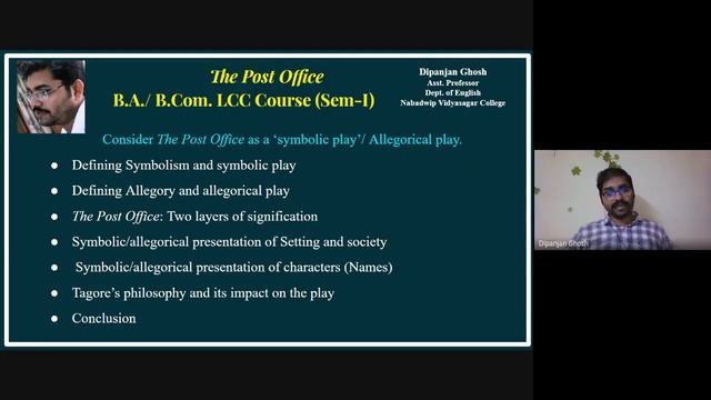 The Post Office || Lecture-2|| Rabindranath Tagore|| Symbolic Play|| by Dipanjan Ghosh| LCC-1| смотреть онлайн