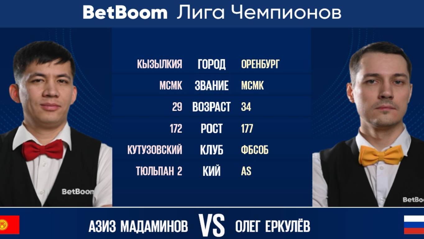 "BetBoom Лига Чемпионов 2022" А. Муциев (KAZ) - Д. Шкода (RUS). Свободная пирамида. смотреть онлайн