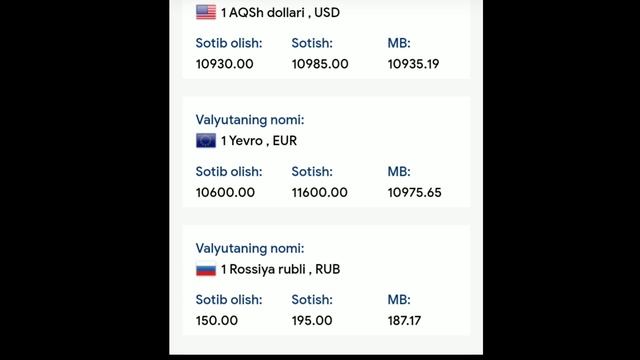 ТЕЗКОР!!! У́ЗБЕКИСТОНДА ДОЛЛАР, РУБЛЬ КУРСИ ЯНА КУ́ТАРИЛДИ смотреть онлайн