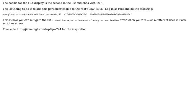Unix & Linux: "su" with error "X11 connection rejected because of wrong authentication" смотреть онлайн