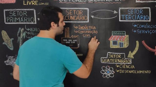 SETORES DA ECONOMIA - PRIMÁRIO, SECUNDÁRIO, TERCIÁRIO (QUATERNÁRIO E QUINÁRIO) AULA DE GEOGRAFIA смотреть онлайн