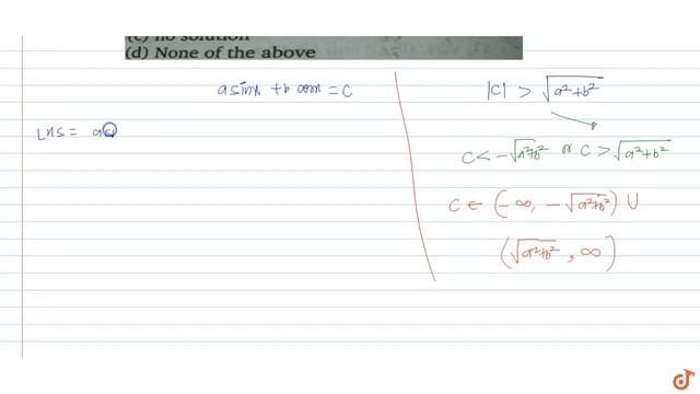 The equation `alpha sin x +b cos x =c` where `|c| lt sqrt(a^2+ b^2)` has смотреть онлайн