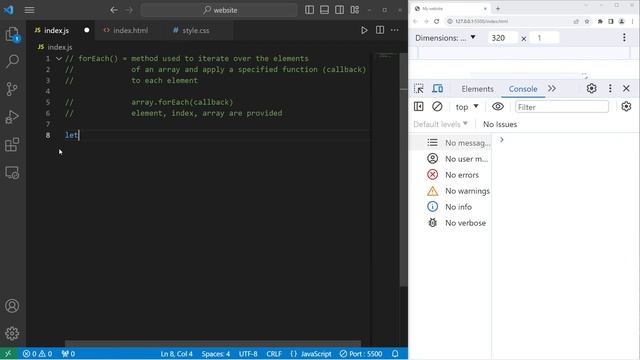Метод forEach в JS // JavaScript forEach method смотреть онлайн