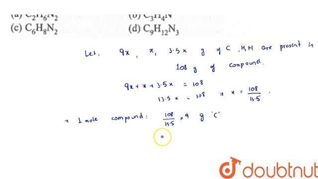 In a compound `C, H, N` atoms are present in `9:1:3.5` by weight. Molecular weight of compound is смотреть онлайн