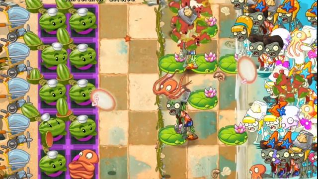 Plants vs Zombies 2 Melon- pult Power Up vs Team Zombies Tiki Torch-er Level 50 смотреть онлайн