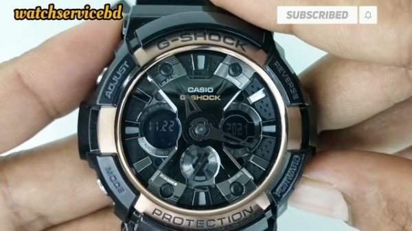 How to sat time on Casio G-SHOCK GA-200RG-1ADR Time adjustment