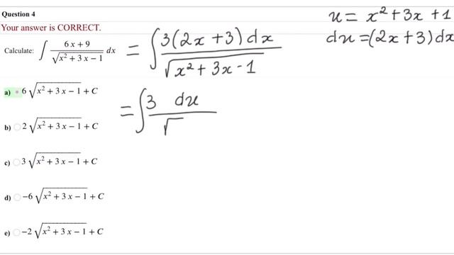 Integral of (6x + 9)/square root of (x^2 + 3x -1) смотреть онлайн