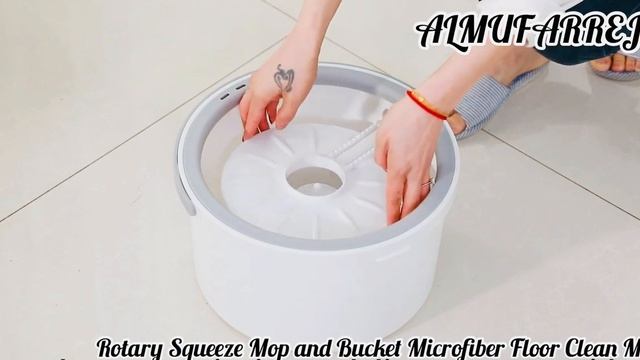 ALMUFARREJ Rotary Squeeze Mop and Bucket Microfiber Mop Pads Hand Free Wringing Floor Clean Mop смотреть онлайн