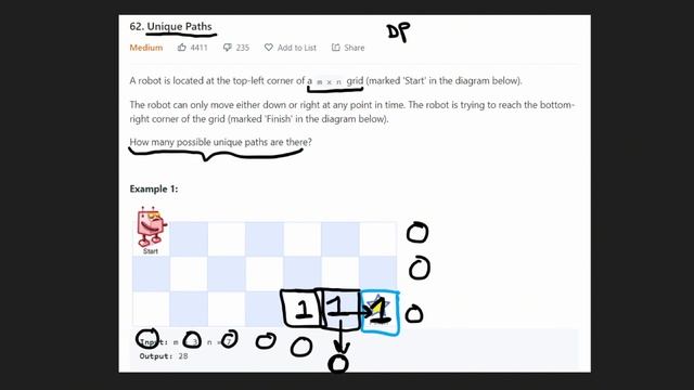01 - Leetcode 062: Unique Paths (RU) смотреть онлайн
