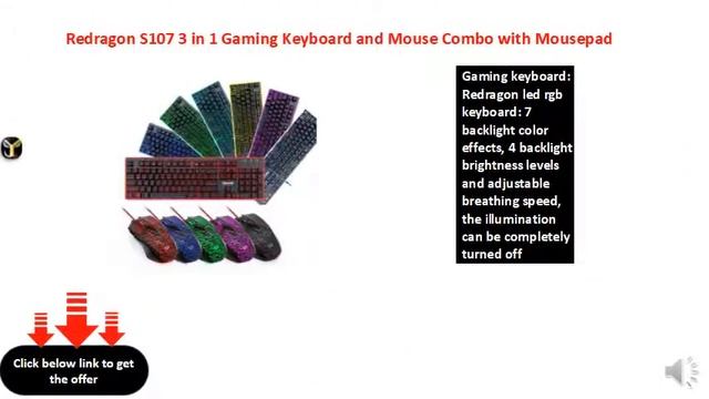 Redragon S107 3 In 1 Gaming Keyboard And Mouse Combo With Mousepad