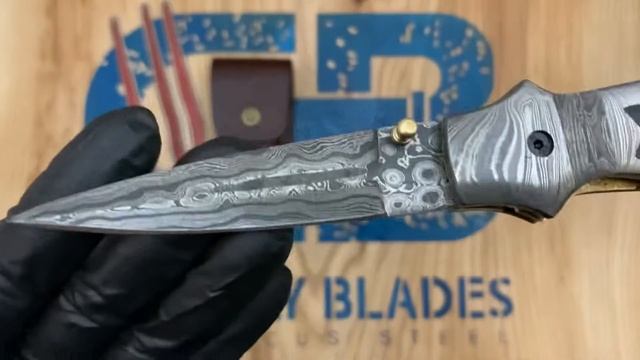 GB1680 DAMASCUS STEEL CUSTOM HANDMADE FOLDING/POCKET KNIFE 8.5" - GRIZZLY BLADES смотреть онлайн